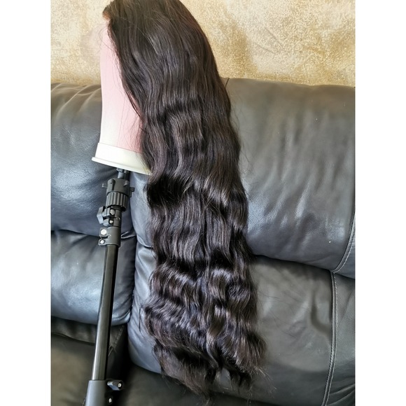 Ready To Go Bleached Knots High Quality Sexy 30'' Human Hair Front Lace Wig 1B